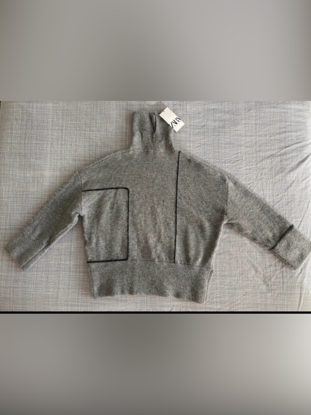 NWT Zara Gray Knit Mock Turtleneck Sweater Sleeve M- Code 1361 - Picture 2 of 13